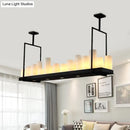GobekUsa Traditional Barrel Frosted Glass Hanging Lamp - Black Island Pendant Light for Dining Room - 8/12/16 Lights