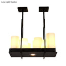 GobekUsa Traditional Barrel Frosted Glass Hanging Lamp - Black Island Pendant Light for Dining Room - 8/12/16 Lights