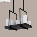 GobekUsa Traditional Barrel Frosted Glass Hanging Lamp - Black Island Pendant Light for Dining Room - 8/12/16 Lights