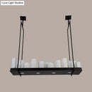 GobekUsa Traditional Barrel Frosted Glass Hanging Lamp - Black Island Pendant Light for Dining Room - 8/12/16 Lights
