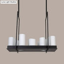 GobekUsa Traditional Barrel Frosted Glass Hanging Lamp - Black Island Pendant Light for Dining Room - 8/12/16 Lights
