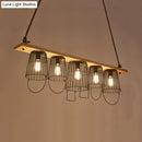 GobekUsa Traditional Barrel Metal Island Pendant Light with 5 Lights and Wood Accents for Dining Room
