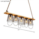 GobekUsa Traditional Barrel Metal Island Pendant Light with 5 Lights and Wood Accents for Dining Room