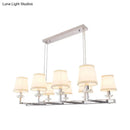 GobekUsa Traditional Barrel Pendant Light Fixture with Fabric Shades - Chrome Finish, 6/8 Lights - Dining Room Hanging Lamp Kit