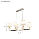 GobekUsa Traditional Barrel Pendant Light Fixture with Fabric Shades - Chrome Finish, 6/8 Lights - Dining Room Hanging Lamp Kit