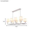 GobekUsa Traditional Barrel Pendant Light Fixture with Fabric Shades - Chrome Finish, 6/8 Lights - Dining Room Hanging Lamp Kit