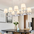 GobekUsa Traditional Barrel Pendant Light Fixture with Fabric Shades - Chrome Finish, 6/8 Lights - Dining Room Hanging Lamp Kit