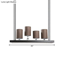 GobekUsa Traditional Black Cylinder Island Light Fixture: Fabric Pendant with Metal Linear Shelf - 4-Bulb Dining Room Hanging