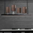 GobekUsa Traditional Black Cylinder Island Light Fixture: Fabric Pendant with Metal Linear Shelf - 4-Bulb Dining Room Hanging
