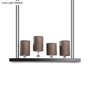 GobekUsa Traditional Black Cylinder Island Light Fixture: Fabric Pendant with Metal Linear Shelf - 4-Bulb Dining Room Hanging