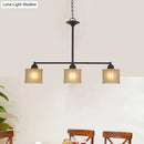 GobekUsa Traditional Black Glass Drum Island Light with 3 Heads - Small Size Perfect for Dining Room