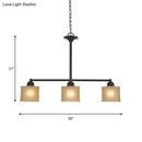 GobekUsa Traditional Black Glass Drum Island Light with 3 Heads - Small Size Perfect for Dining Room