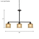 GobekUsa Traditional Black Glass Drum Island Light with 3 Heads - Small Size Perfect for Dining Room