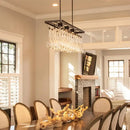GobekUsa Traditional Black Island Pendant Light with 3 Clear Glass Rectangles: Warm/White Light