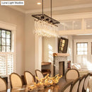GobekUsa Traditional Black Island Pendant Light with 3 Clear Glass Rectangles: Warm/White Light