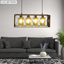 GobekUsa Traditional Black Metal Pendant Island Light with Cross Framed Box Design - Ideal for Dining Room