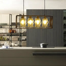 GobekUsa Traditional Black Metal Pendant Island Light with Cross Framed Box Design - Ideal for Dining Room