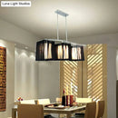GobekUsa Traditional Black Pendant Light with Rectangular Fabric Shade - 3-Light Dining Room Island Lighting Fixture