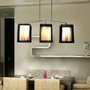 GobekUsa Traditional Black Pendant Light with Rectangular Fabric Shade - 3-Light Dining Room Island Lighting Fixture