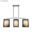 GobekUsa Traditional Black Pendant Light with Rectangular Fabric Shade - 3-Light Dining Room Island Lighting Fixture