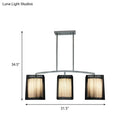 GobekUsa Traditional Black Pendant Light with Rectangular Fabric Shade - 3-Light Dining Room Island Lighting Fixture