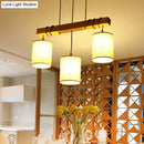 GobekUsa Traditional Fabric Wood Pendant Barrel Lights - Ideal for Dining Room Hanging Kit