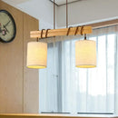 GobekUsa Traditional Fabric Wood Pendant Barrel Lights - Ideal for Dining Room Hanging Kit