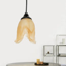 GobekUsa Traditional Glass Pendant Light with Flower/Cone Shape for Living Room