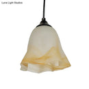 GobekUsa Traditional Glass Pendant Light with Flower/Cone Shape for Living Room