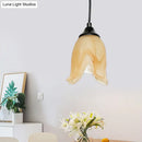 GobekUsa Traditional Glass Pendant Light with Flower/Cone Shape for Living Room