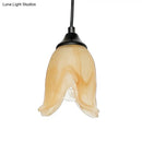 GobekUsa Traditional Glass Pendant Light with Flower/Cone Shape for Living Room