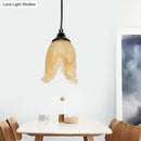 GobekUsa Traditional Glass Pendant Light with Flower/Cone Shape for Living Room