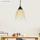 GobekUsa Traditional Glass Pendant Light with Flower/Cone Shape for Living Room