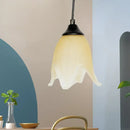 GobekUsa Traditional Glass Pendant Light with Flower/Cone Shape for Living Room