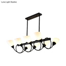 GobekUsa Traditional Milky Glass Pendant Light Fixture - 6/8/10 Lights - Black Hanging Lamp Kit