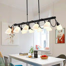 GobekUsa Traditional Milky Glass Pendant Light Fixture - 6/8/10 Lights - Black Hanging Lamp Kit