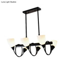 GobekUsa Traditional Milky Glass Pendant Light Fixture - 6/8/10 Lights - Black Hanging Lamp Kit