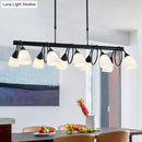 GobekUsa Traditional Milky Glass Pendant Light Fixture - 6/8/10 Lights - Black Hanging Lamp Kit