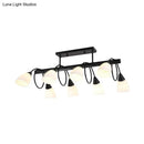 GobekUsa Traditional Milky Glass Pendant Light Fixture - 6/8/10 Lights - Black Hanging Lamp Kit