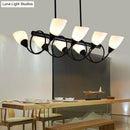 GobekUsa Traditional Milky Glass Pendant Light Fixture - 6/8/10 Lights - Black Hanging Lamp Kit