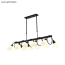 GobekUsa Traditional Milky Glass Pendant Light Fixture - 6/8/10 Lights - Black Hanging Lamp Kit