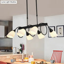 GobekUsa Traditional Milky Glass Pendant Light Fixture - 6/8/10 Lights - Black Hanging Lamp Kit