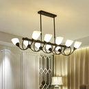 GobekUsa Traditional Milky Glass Pendant Light Fixture - 6/8/10 Lights - Black Hanging Lamp Kit
