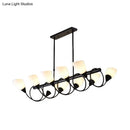 GobekUsa Traditional Milky Glass Pendant Light Fixture - 6/8/10 Lights - Black Hanging Lamp Kit