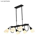 GobekUsa Traditional Milky Glass Pendant Light Fixture - 6/8/10 Lights - Black Hanging Lamp Kit