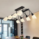 GobekUsa Traditional Milky Glass Pendant Light Fixture - 6/8/10 Lights - Black Hanging Lamp Kit
