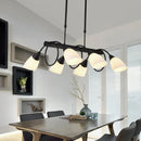 GobekUsa Traditional Milky Glass Pendant Light Fixture - 6/8/10 Lights - Black Hanging Lamp Kit