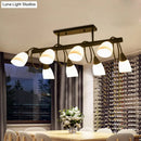 GobekUsa Traditional Milky Glass Pendant Light Fixture - 6/8/10 Lights - Black Hanging Lamp Kit