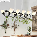 GobekUsa Traditional Milky Glass Pendant Light Fixture - 6/8/10 Lights - Black Hanging Lamp Kit