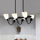 GobekUsa Traditional Milky Glass Pendant Light Fixture - 6/8/10 Lights - Black Hanging Lamp Kit